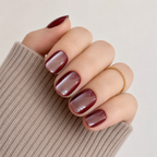 Ruby Eclipse Natural Short Press-On Nails — Burgundy Cat-Eye