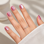 Rosy Aurora Natural Extra Short Press-On Nails — Pink Cat-Eye