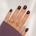 Midnight Amour Natural Extra Short Press-On Nails — Burgundy Cat-Eye