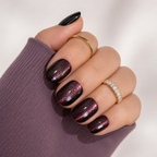 Midnight Amour Natural Extra Short Press-On Nails — Burgundy Cat-Eye