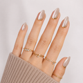 Cat's Eye Pearl Almond Medium Press-On Nails — Rose Gold Nude