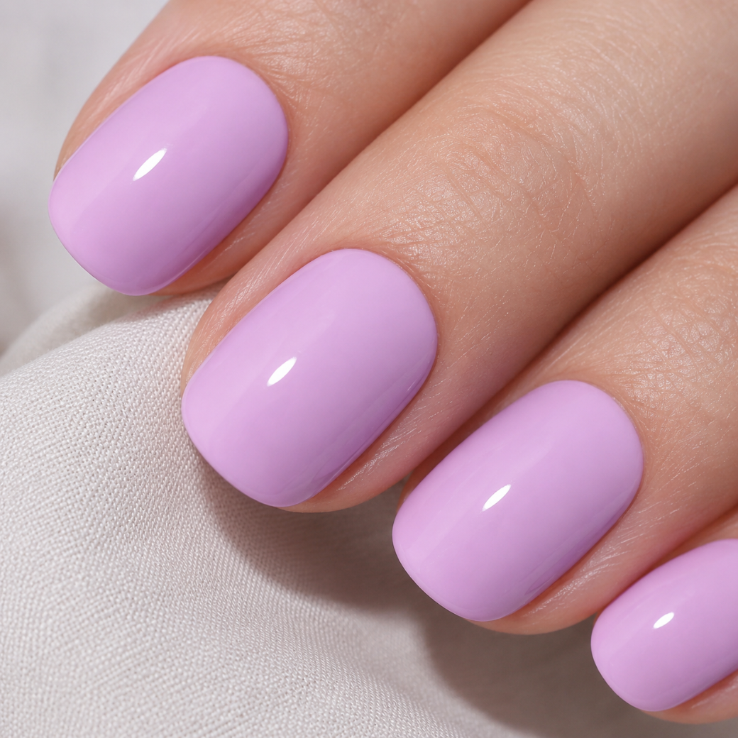 Lavender Bloom Natural Extra Short Press-On Nails — Glossy Lilac