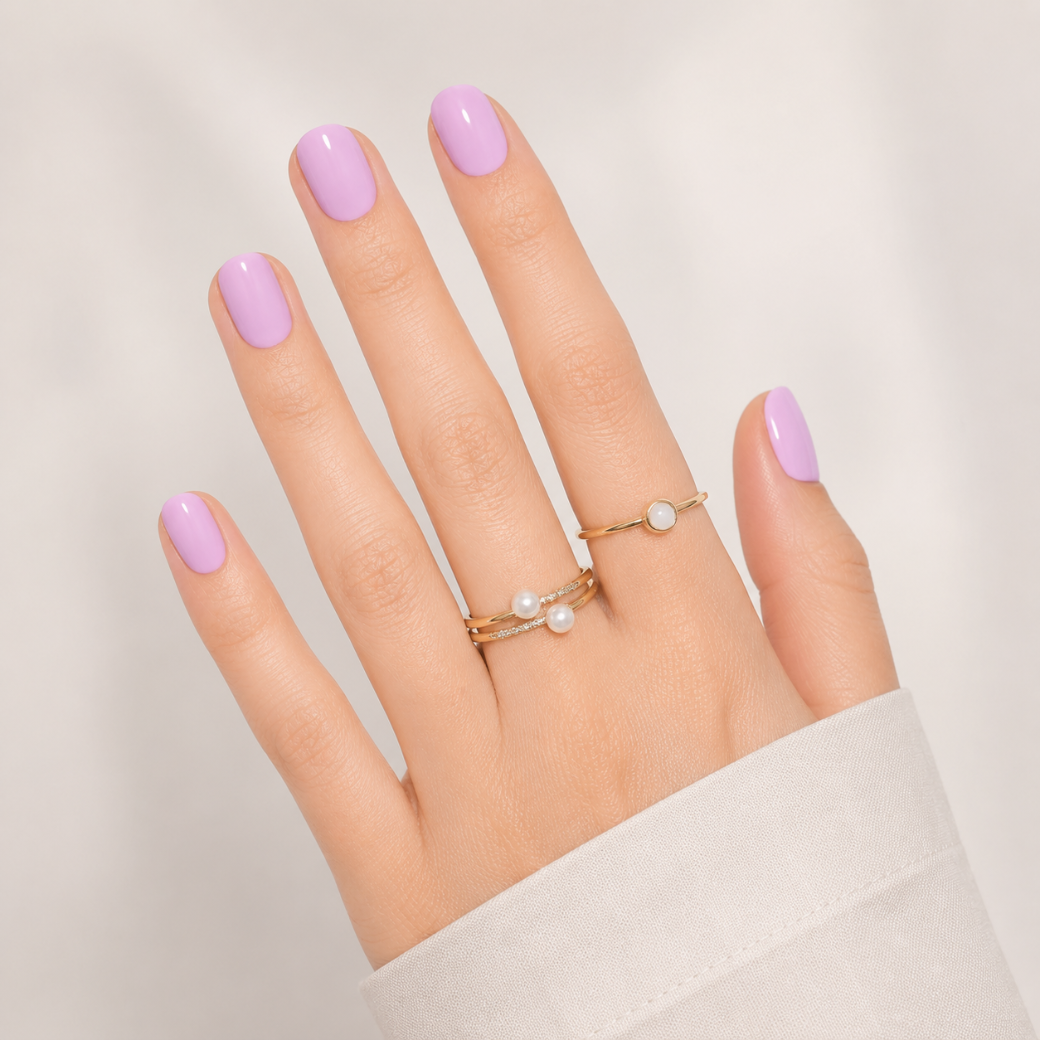 Lavender Bloom Natural Extra Short Press-On Nails — Glossy Lilac