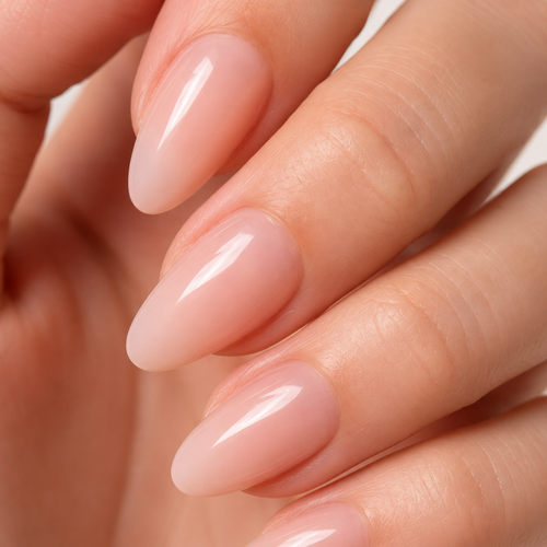 Bare Blush Oval Medium Press-On Nails — Glossy Pink Nude