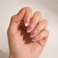Moonlit Pearl Almond Medium Press-On Nails — White Ombre