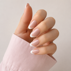 Graceful Glow Almond Short Press-On Nails — Soft French