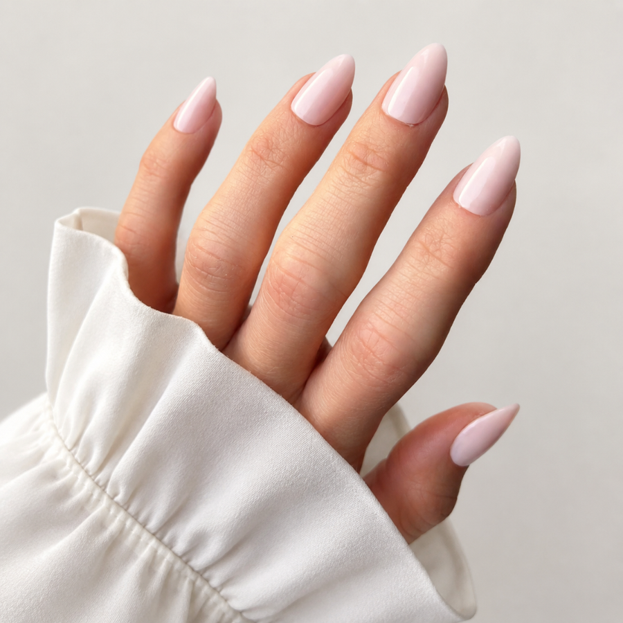 Blush Essence Almond Short Press-On Nails — Nude Pink