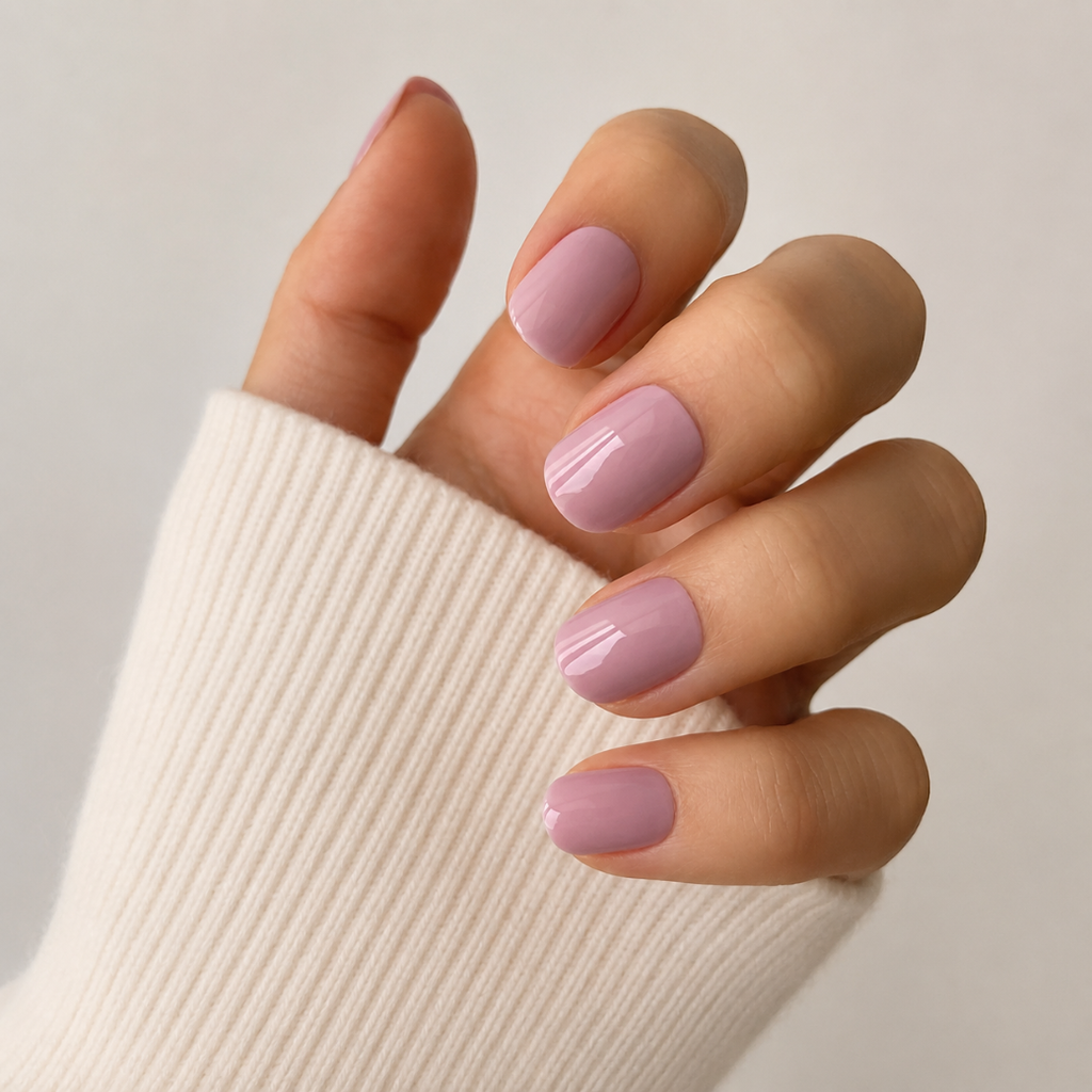 Orchid Bloom Natural Extra Short Press-On Nails — Glossy Soft Mauve