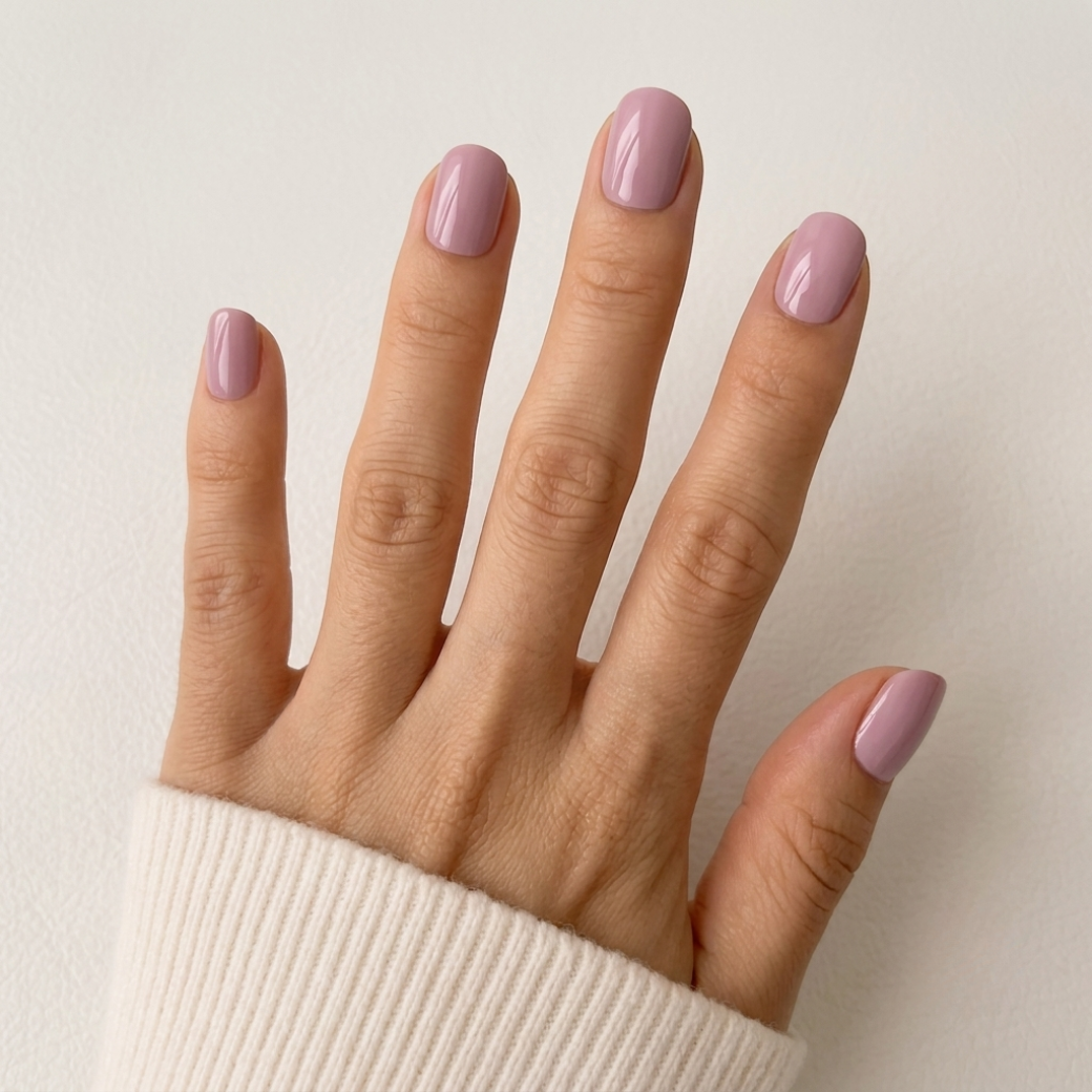 Orchid Bloom Natural Extra Short Press-On Nails — Glossy Soft Mauve