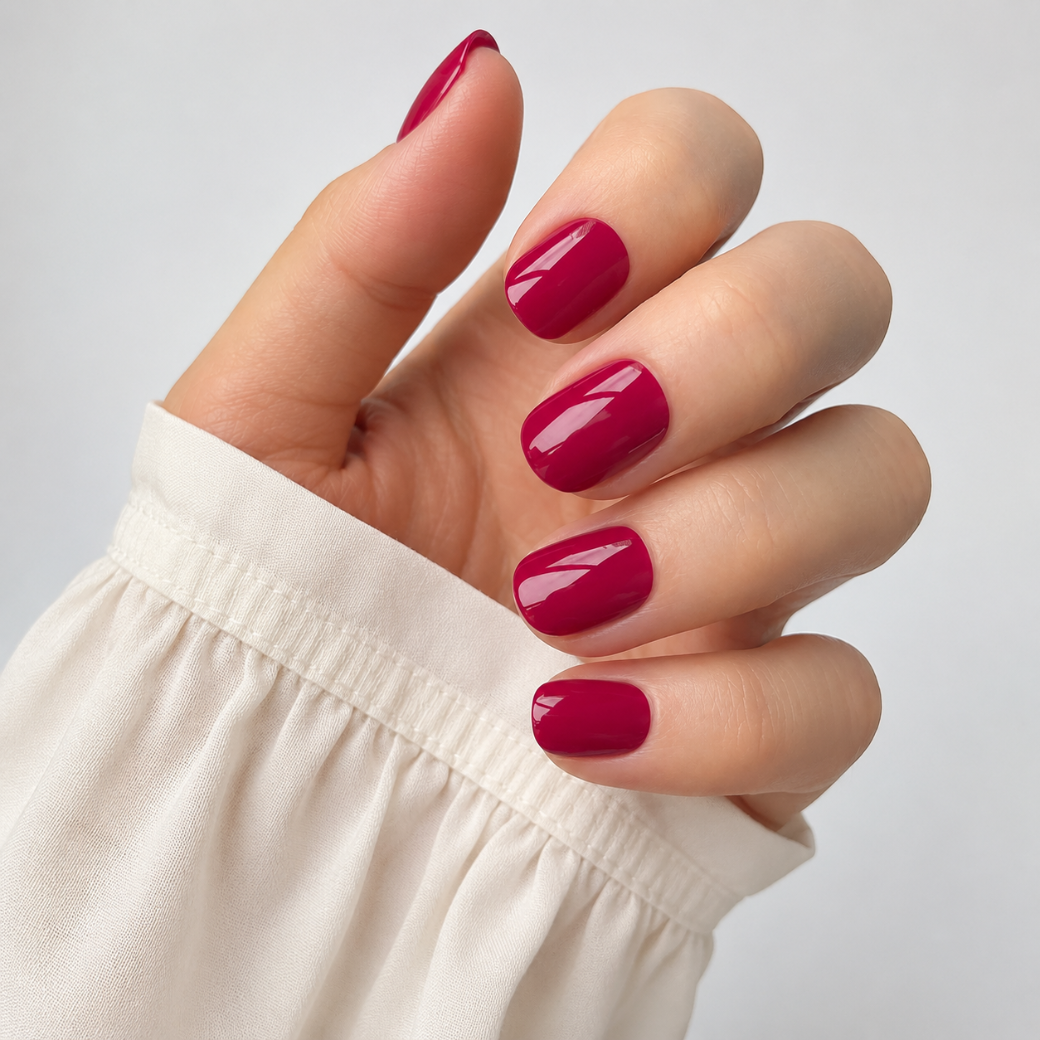 Berry Crush Natural Extra Short Press-On Nails — Glossy Raspberry