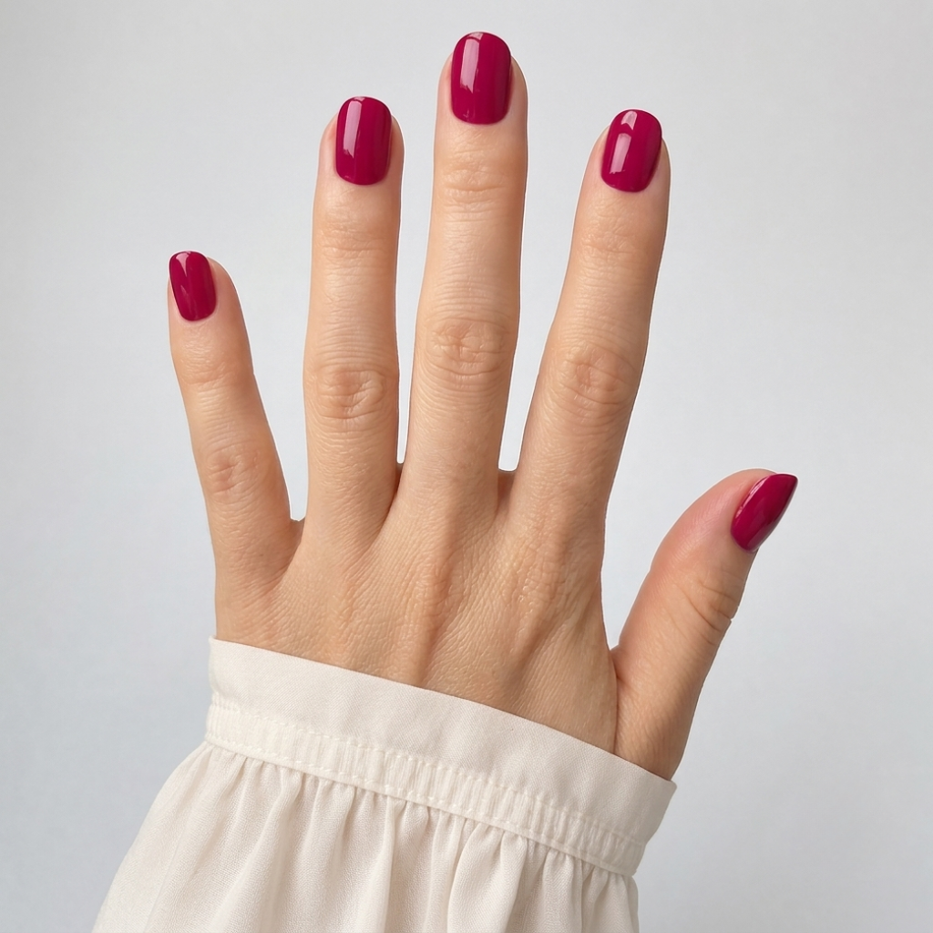 Berry Crush Natural Extra Short Press-On Nails — Glossy Raspberry