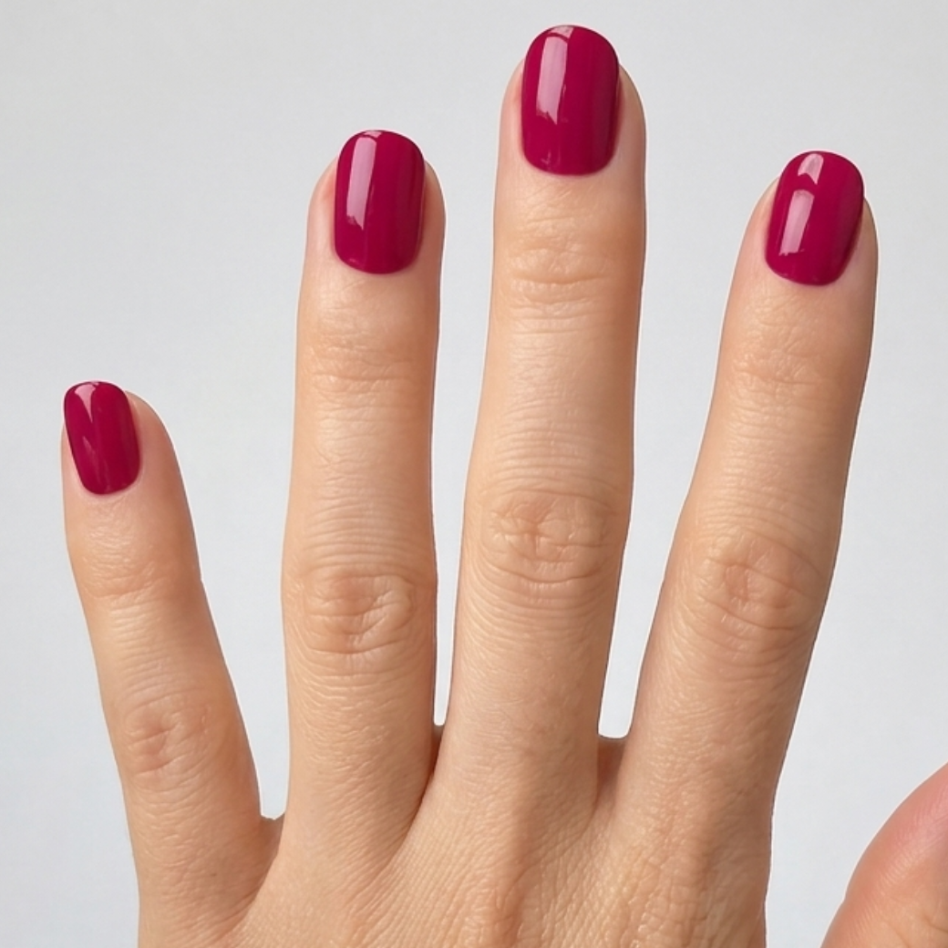 Berry Crush Natural Extra Short Press-On Nails — Glossy Raspberry
