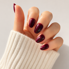 Velvet Wine Oval Short Press-On Nails — Glossy Burgundy