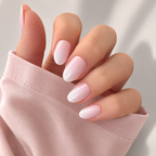 Blush Frost Oval Short Press-On Nails — Milky Pink Ombre