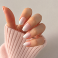 Blush Frost Oval Short Press-On Nails — Milky Pink Ombre