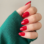 Cherry Crush Oval Short Press-On Nails — Glossy True Red