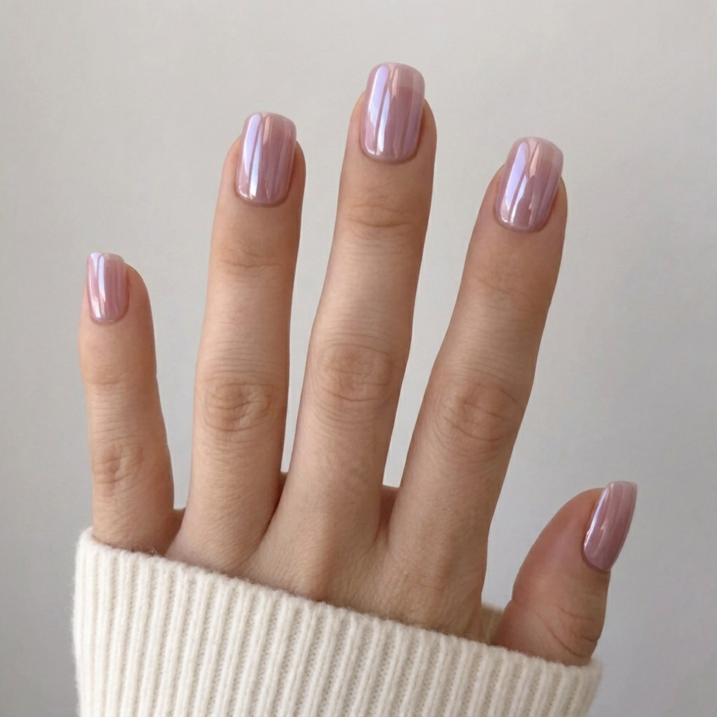 Rose Quartz Square Short Press-On Nails — Glossy Dusty Pink