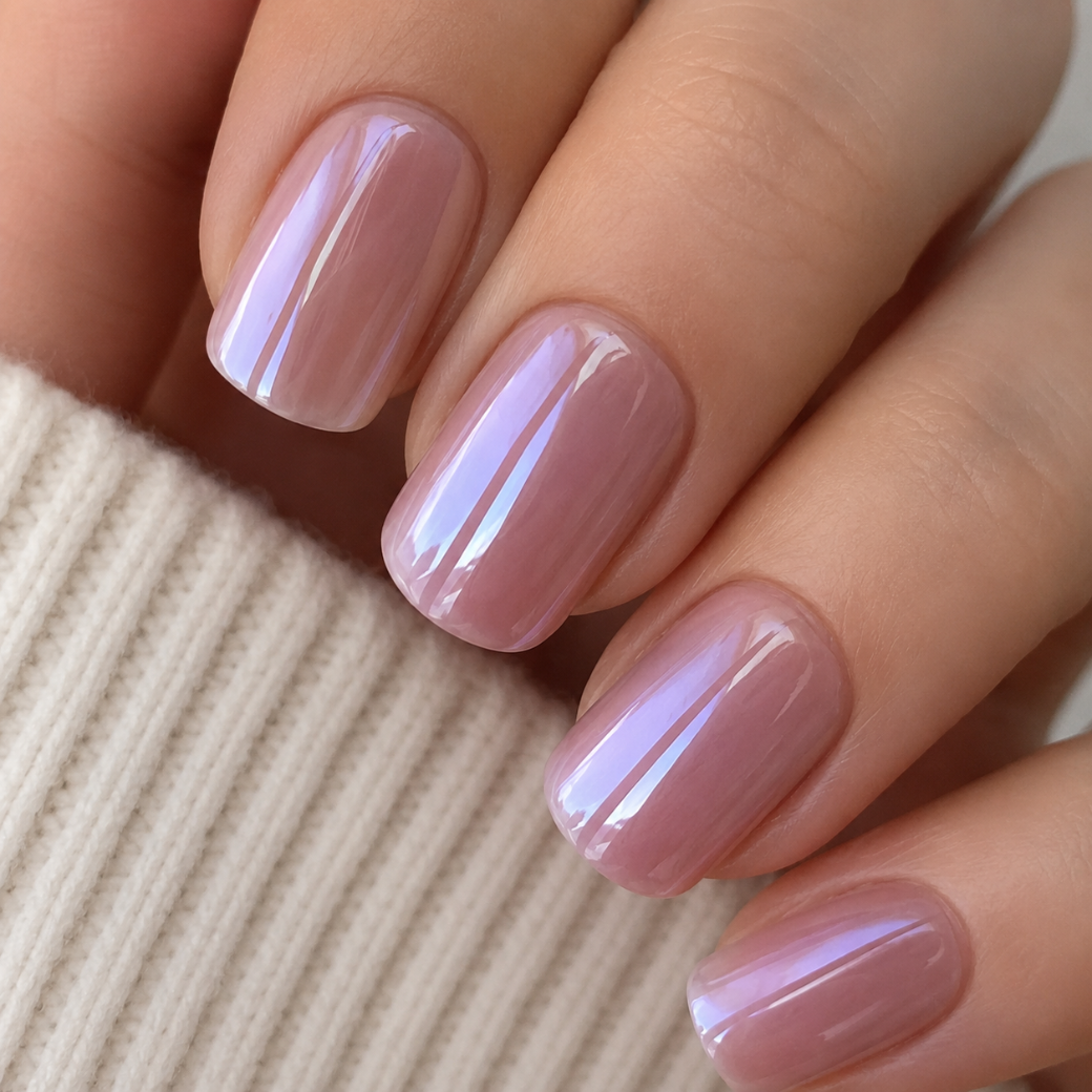 Rose Quartz Square Short Press-On Nails — Glossy Dusty Pink