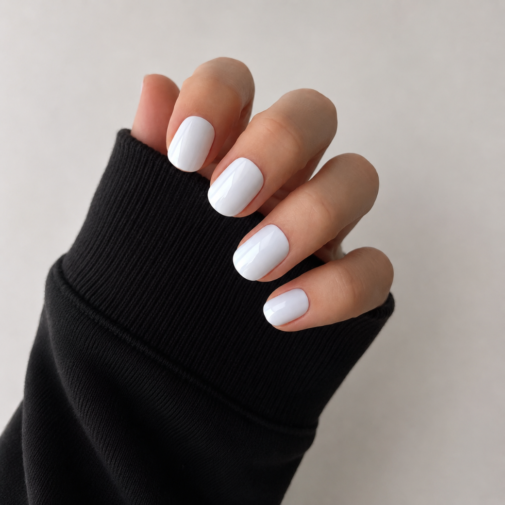 Snow Veil Natural Extra Short Press-On Nails — Glossy Pure White
