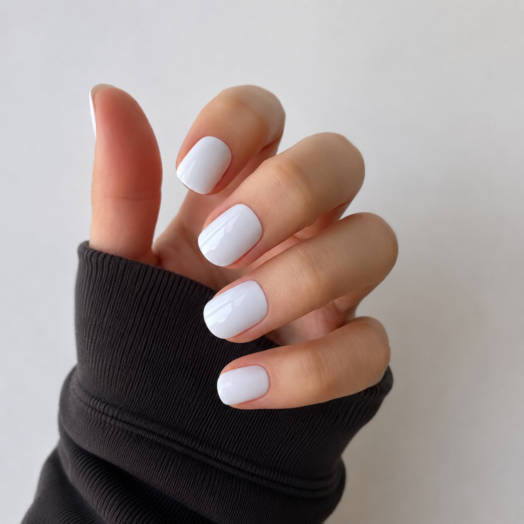 Snow Veil Natural Extra Short Press-On Nails — Glossy Pure White