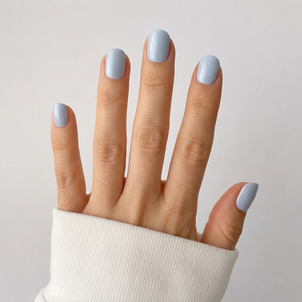 Bluebell Sky Natural Extra Short Press-On Nails — Glossy Blue