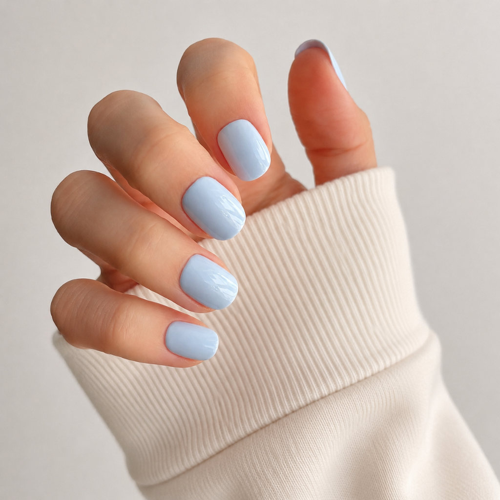 Bluebell Sky Natural Extra Short Press-On Nails — Glossy Blue