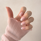 Halo Blush Oval Short Press-On Nails — Double White French