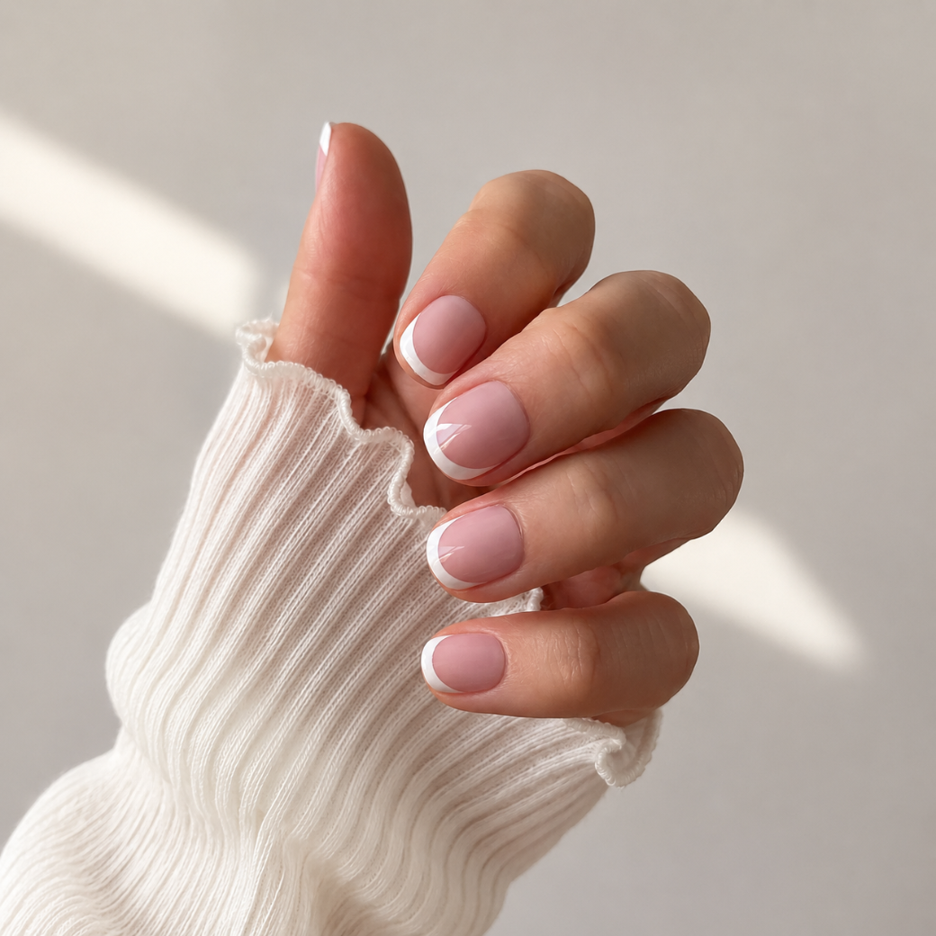 Pearl Classic Natural Extra Short Press-On Nails — Glossy White French