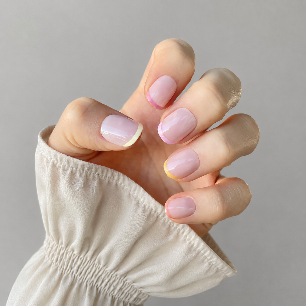 Buttercream French Natural Extra Short Press-On Nails — Glossy Vanilla