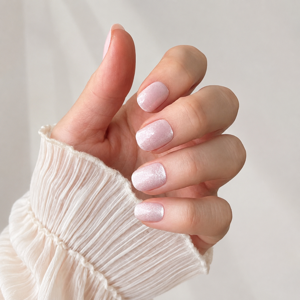 Sugar Veil Natural Extra Short Press-On Nails — Glossy Pink Shimmer