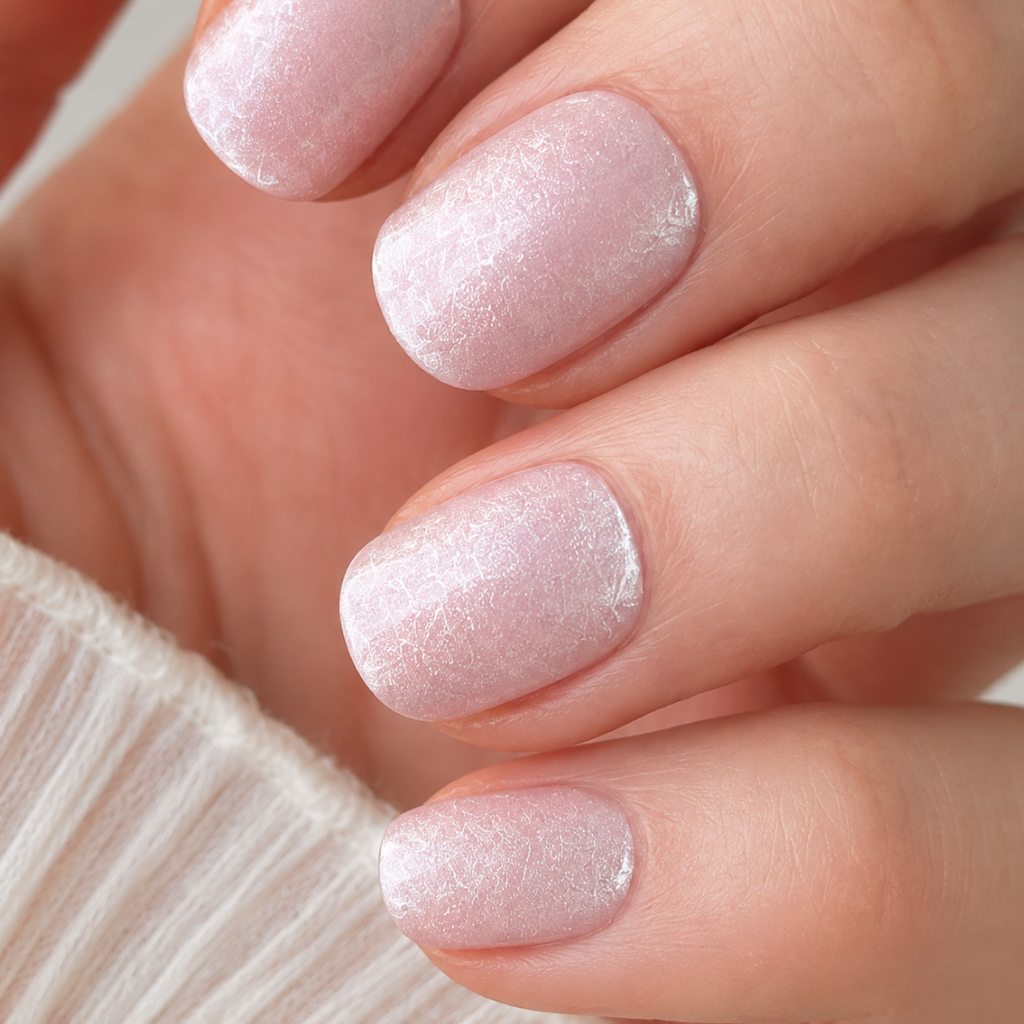 Sugar Veil Natural Extra Short Press-On Nails — Glossy Pink Shimmer