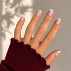 Ribbon Blush Natural Extra Short Press-On Nails — Double White French