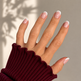 Ribbon Blush Natural Extra Short Press-On Nails — Double White French
