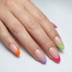 Neon Escape Almond Medium Press-On Nails — Rainbow French
