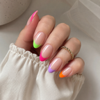 Neon Escape Almond Medium Press-On Nails — Rainbow French