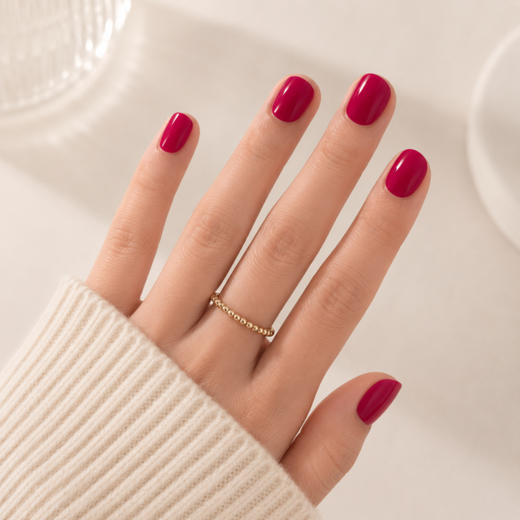 Berry Fruit Extra Short Natural Press-On Nails — Glossy Red
