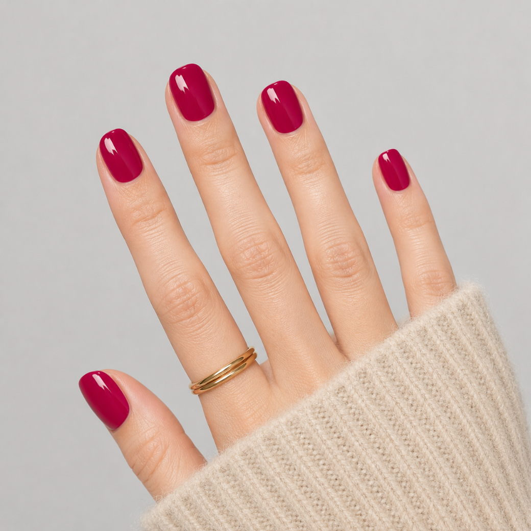 Berry Fruit Extra Short Natural Press-On Nails — Glossy Red