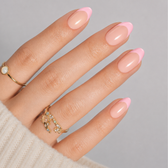 Pink Whisper Almond Short Press-On Nails — Glossy French