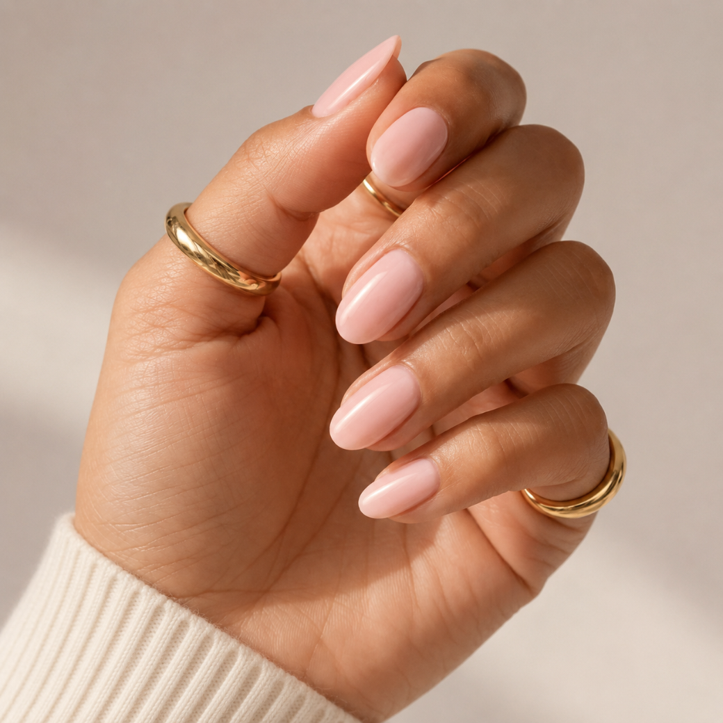Peach Daiquiri Oval Short Press-On Nails — Soft Nude