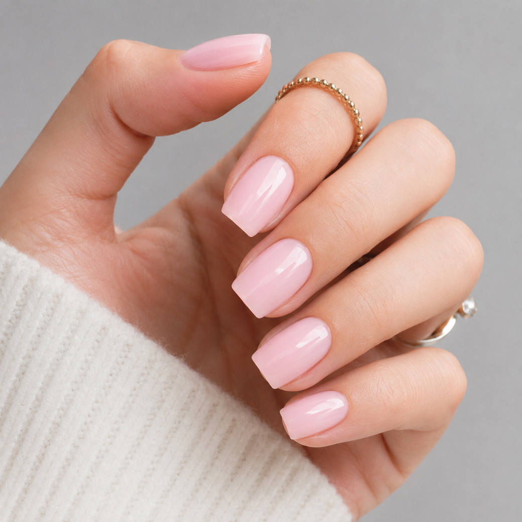 Blush Petal Square Short Press-On Nails — Soft Pink