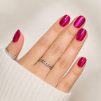 Hot Kiss Natural Extra Short Press-On Nails — Metallic Berry