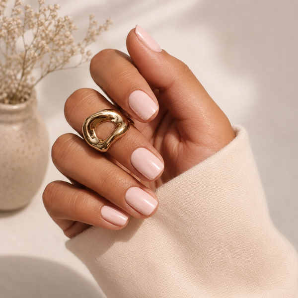 Bare Blush Natural Short Press-On Nails — Glossy Nude