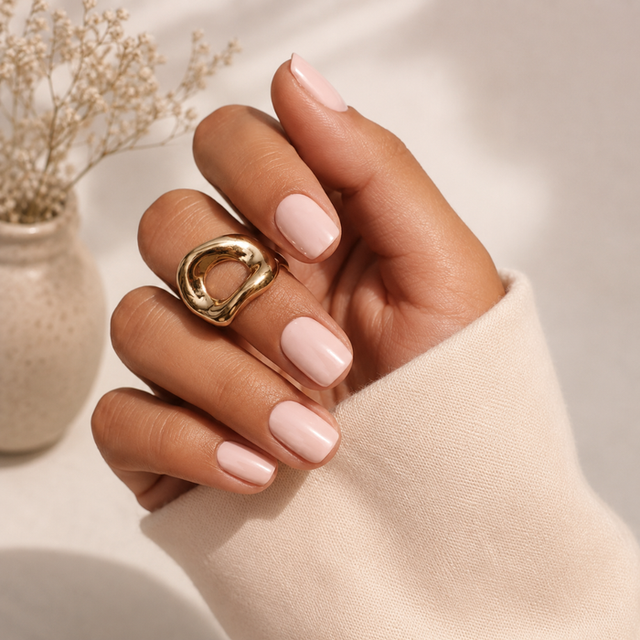 Bare Blush Natural Short Press-On Nails — Glossy Nude