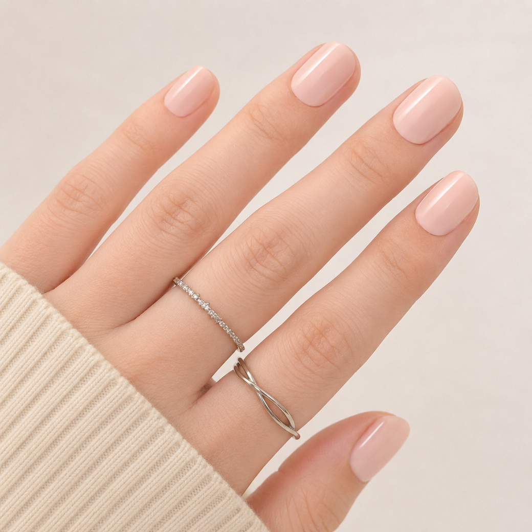 Bare Blush Natural Short Press-On Nails — Glossy Nude