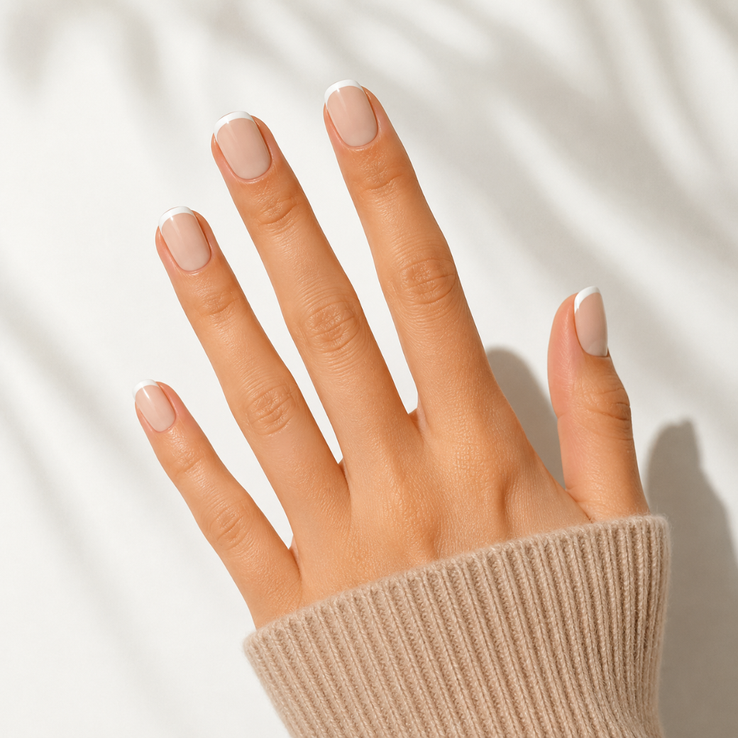 Milky French Natural Extra Short Press-On Nails — Glossy Nude