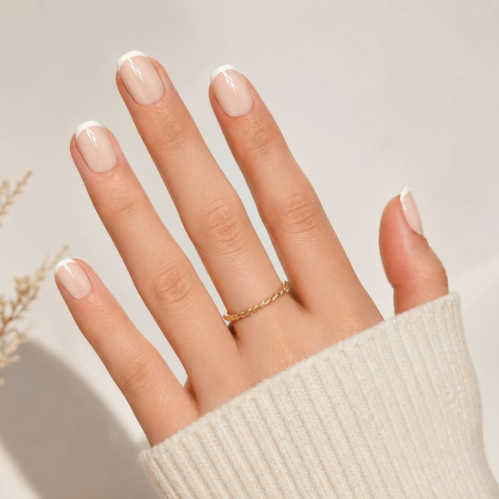 Milky French Natural Extra Short Press-On Nails — Glossy Nude