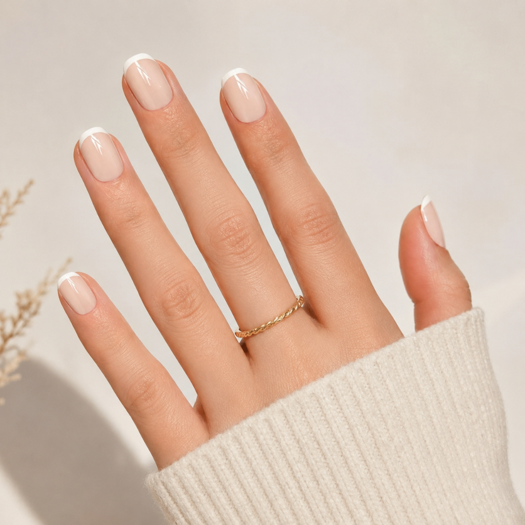 Milky French Natural Extra Short Press-On Nails — Glossy Nude