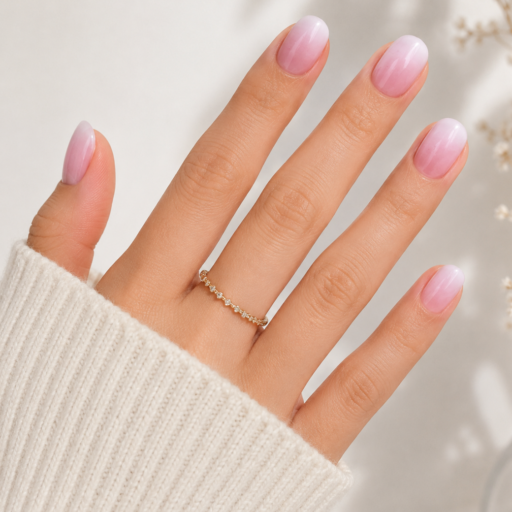 Blush Veil Extra Short Natural Press-On Nails — Sheer Milky Pink