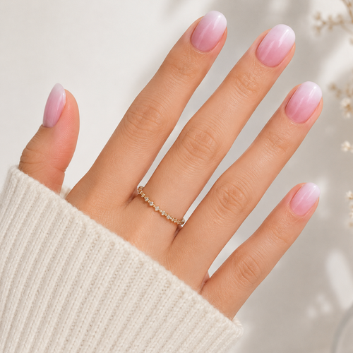Blush Veil Extra Short Natural Press-On Nails — Sheer Milky Pink