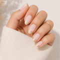 Gold Leaf Almond Medium Press-On Nails — Nude French